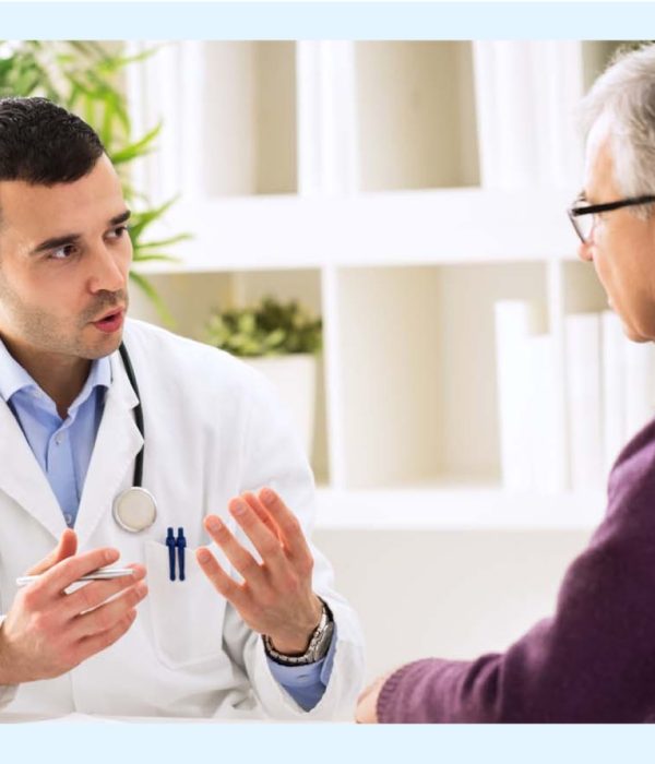 Senior Man Learns About Mesothelioma Diagnosis from Doctor